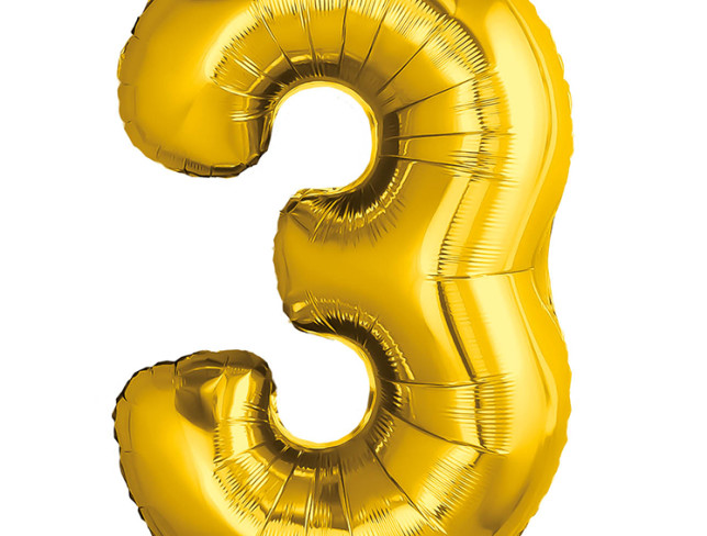 Balon cifra din folie "3" auriu foto